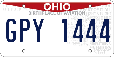 OH license plate GPY1444
