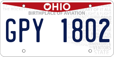 OH license plate GPY1802