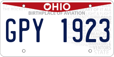 OH license plate GPY1923