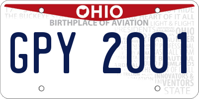 OH license plate GPY2001