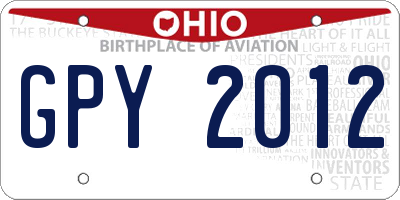 OH license plate GPY2012