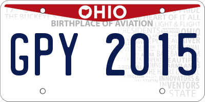 OH license plate GPY2015