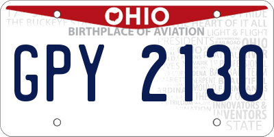 OH license plate GPY2130