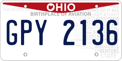 OH license plate GPY2136