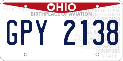 OH license plate GPY2138