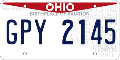 OH license plate GPY2145