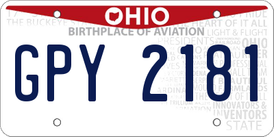 OH license plate GPY2181