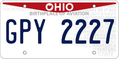 OH license plate GPY2227