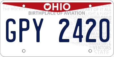 OH license plate GPY2420