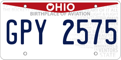 OH license plate GPY2575