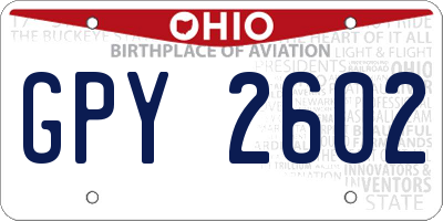 OH license plate GPY2602
