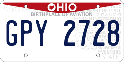 OH license plate GPY2728