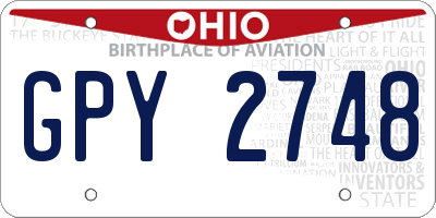 OH license plate GPY2748