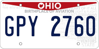 OH license plate GPY2760