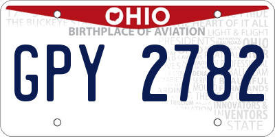 OH license plate GPY2782