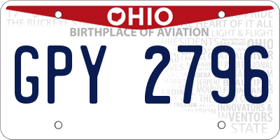 OH license plate GPY2796