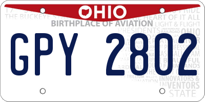 OH license plate GPY2802