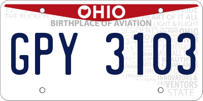 OH license plate GPY3103