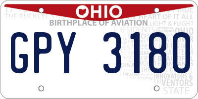 OH license plate GPY3180