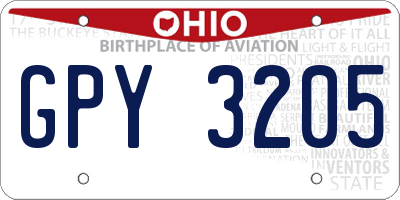 OH license plate GPY3205