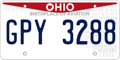OH license plate GPY3288