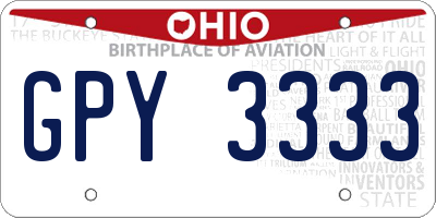 OH license plate GPY3333