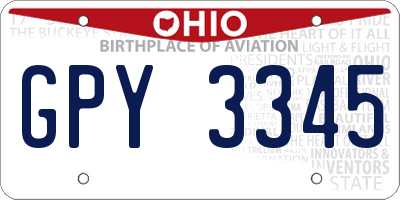 OH license plate GPY3345