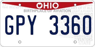 OH license plate GPY3360