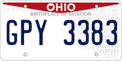 OH license plate GPY3383
