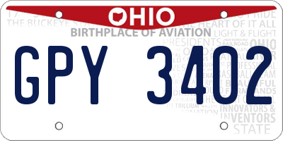 OH license plate GPY3402