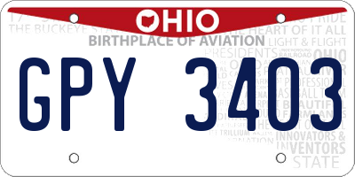 OH license plate GPY3403