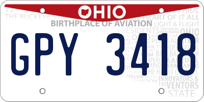 OH license plate GPY3418