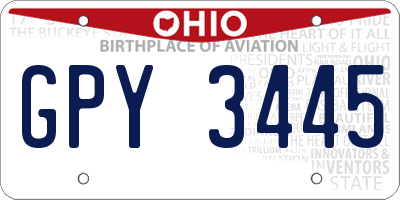 OH license plate GPY3445