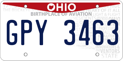 OH license plate GPY3463