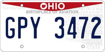 OH license plate GPY3472