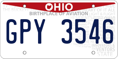 OH license plate GPY3546