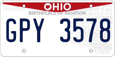 OH license plate GPY3578