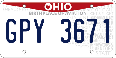 OH license plate GPY3671