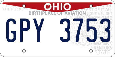 OH license plate GPY3753