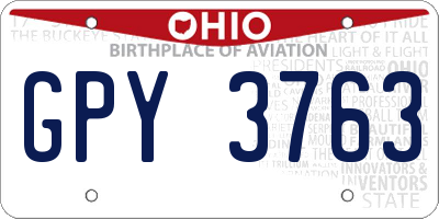 OH license plate GPY3763
