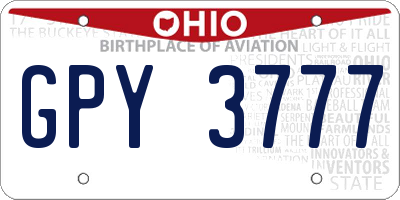 OH license plate GPY3777