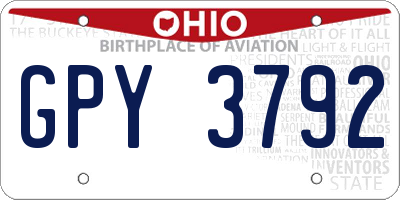 OH license plate GPY3792