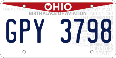 OH license plate GPY3798