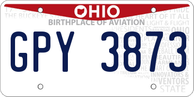 OH license plate GPY3873