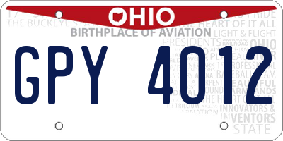 OH license plate GPY4012