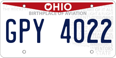 OH license plate GPY4022