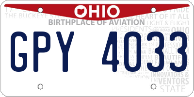 OH license plate GPY4033
