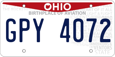 OH license plate GPY4072