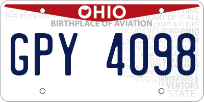 OH license plate GPY4098