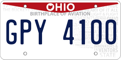 OH license plate GPY4100